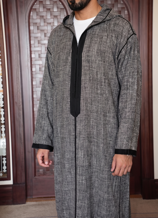 Moroccan Grey Hooded Thobe