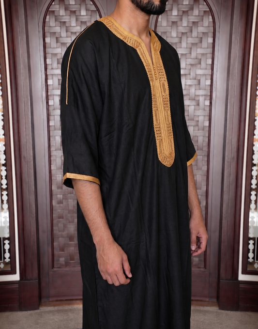 Moroccan Black Embroidered Thobe