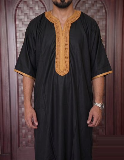 Moroccan Black Embroidered Thobe