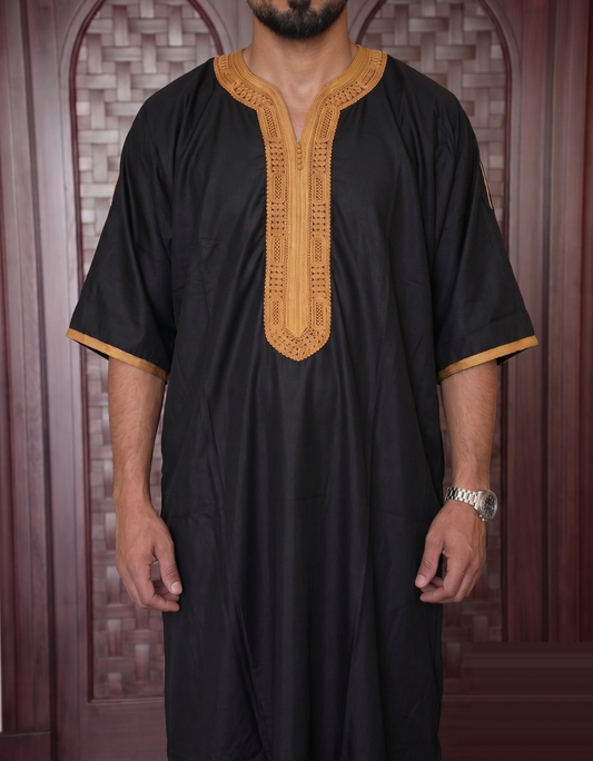 Moroccan Black Embroidered Thobe