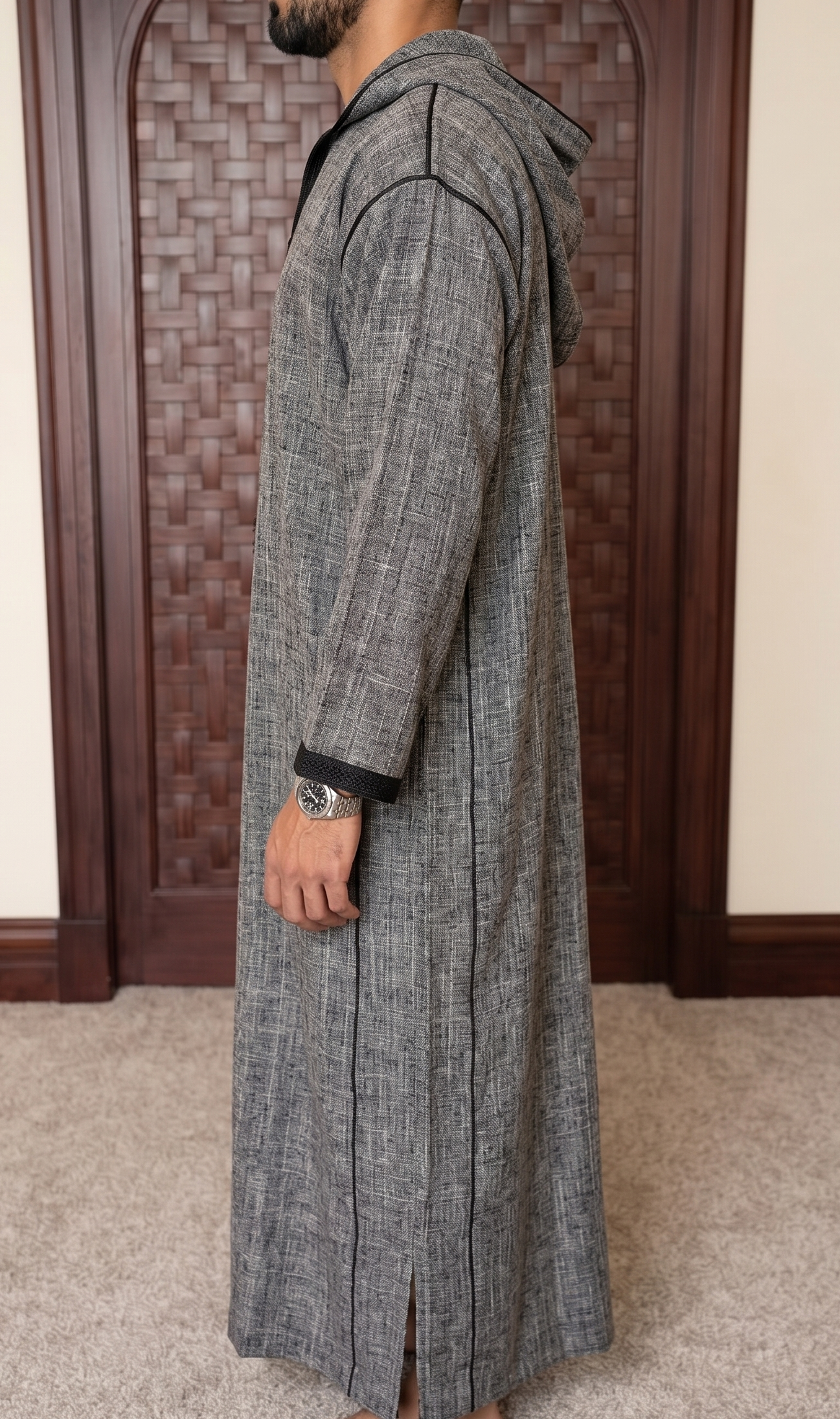 Moroccan Grey Hooded Thobe