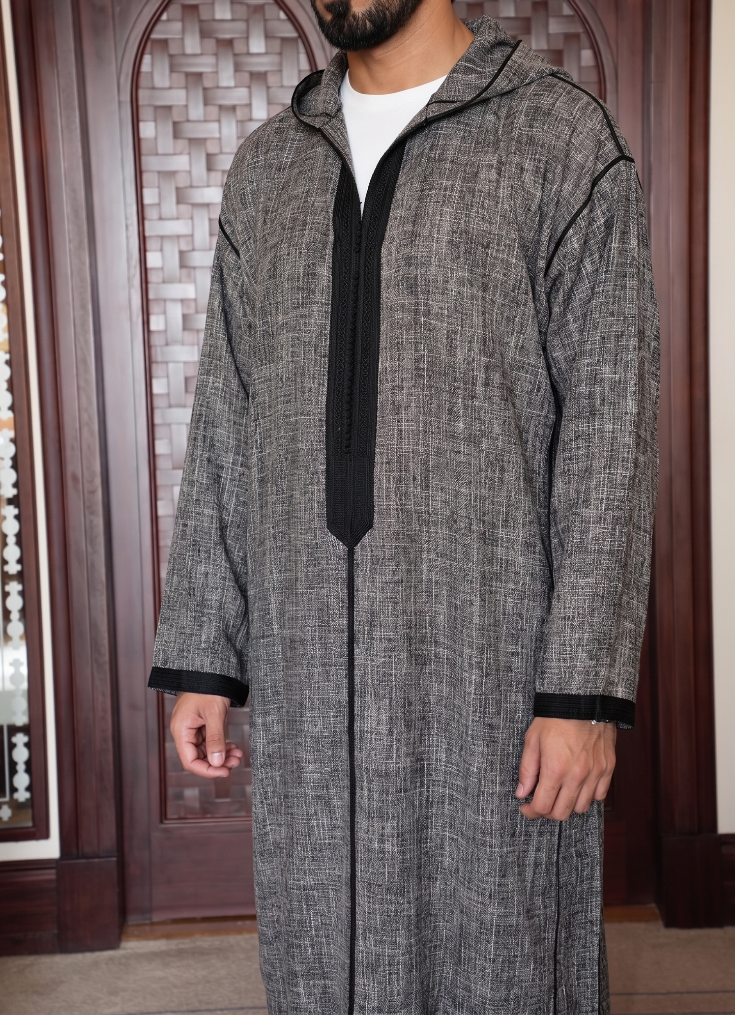 Moroccan Grey Hooded Thobe