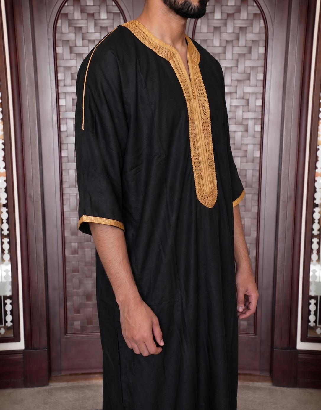 Moroccan Black Embroidered Thobe